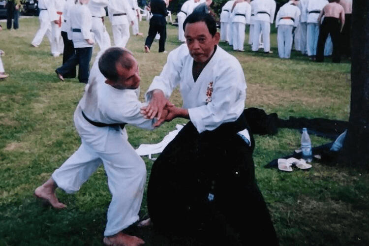 Soke Yasumoto demonstrating a wrist lock